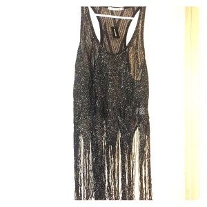 Black & Gold Metallic Fringe Tank